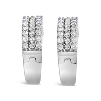 .925 Sterling Silver 1/2 Cttw Diamond Double Row Leverback Hoop Earring (I-J Color, I3 Clarity)