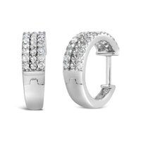.925 Sterling Silver 1/2 Cttw Diamond Double Row Leverback Hoop Earring (I-J Color, I3 Clarity)