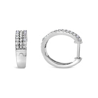 .925 Sterling Silver 1/2 Cttw Diamond Double Row Leverback Hoop Earring (I-J Color, I3 Clarity)