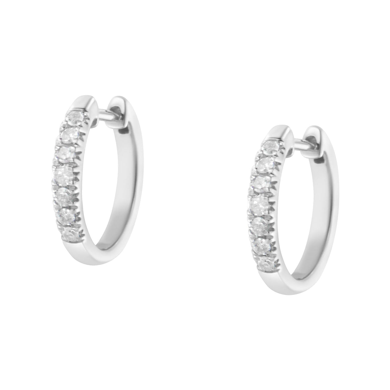 .925 Sterling Silver 1/4 Cttw Diamond Hoop Earrings (I-J Color, I3 Clarity) 