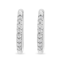 10K White Gold 1/5 Cttw Round-Cut Diamond Modern Hoop Earrings (I-J Color, I3 Clarity)
