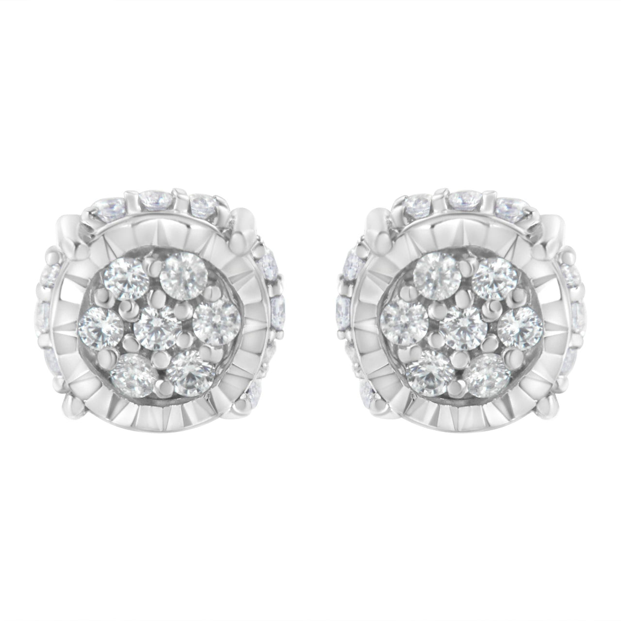 .925 Sterling Silver 1/3 cttw Round-cut Diamond Floral Stud Earring (I-J Clarity, I3 Color)