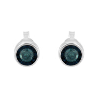 .925 Sterling Silver 0.40 Cttw Round Brilliant-Cut Blue Diamond Miracle-Set Stud Earrings (Fancy Color-Enhanced, I2-I3 Clarity)