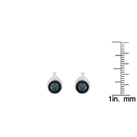 .925 Sterling Silver 0.40 Cttw Round Brilliant-Cut Blue Diamond Miracle-Set Stud Earrings (Fancy Color-Enhanced, I2-I3 Clarity)