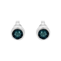 .925 Sterling Silver 1/5 Cttw Round Brilliant-Cut Blue Diamond Miracle-Set Stud Earrings (Fancy Color-Enhanced, I2-I3 Clarity)