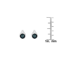 .925 Sterling Silver 1/5 Cttw Round Brilliant-Cut Blue Diamond Miracle-Set Stud Earrings (Fancy Color-Enhanced, I2-I3 Clarity)