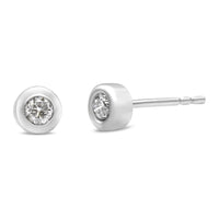 10K White Gold 1/5 Cttw Round Brilliant-Cut Near Colorless Diamond Bezel-Set Stud Earrings (H-I Color, I1-I2 Clarity)