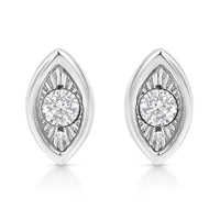 .925 Sterling Silver 1/10 Cttw Miracle-Set Diamond Stud Earrings (I-J Color, I2-I3 Clarity) - Choice of Shapes