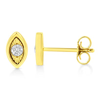 10K Yellow Gold Plated .925 Sterling Silver 1/10 Cttw Miracle-Set Diamond Stud Earrings - Choice of Shapes