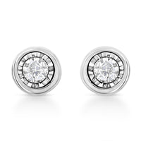 .925 Sterling Silver 1/10 Cttw Miracle-Set Diamond Stud Earrings (I-J Color, I2-I3 Clarity) - Choice of Shapes