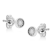 .925 Sterling Silver 1/10 Cttw Miracle-Set Diamond Stud Earrings (I-J Color, I2-I3 Clarity) - Choice of Shapes