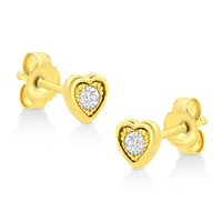 10K Yellow Gold Plated .925 Sterling Silver 1/10 Cttw Miracle-Set Diamond Stud Earrings - Choice of Shapes