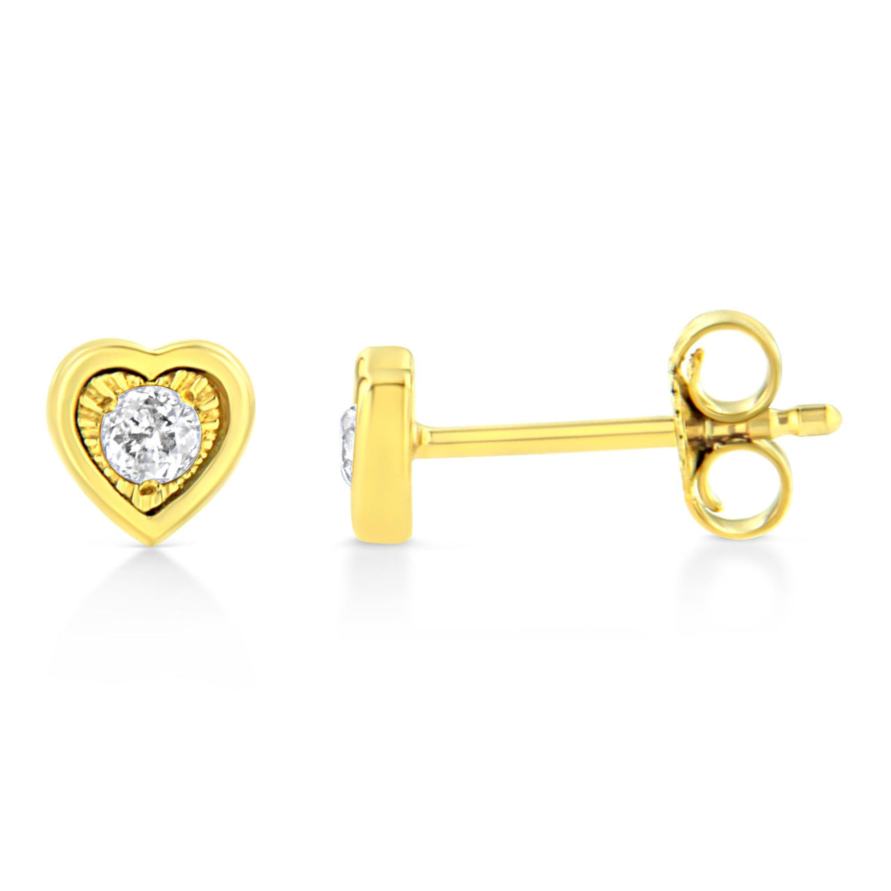 10K Yellow Gold Plated .925 Sterling Silver 1/10 Cttw Miracle-Set Diamond Stud Earrings - Choice of Shapes