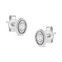.925 Sterling Silver 1/10 Cttw Miracle-Set Diamond Stud Earrings (I-J Color, I2-I3 Clarity) - Choice of Shapes