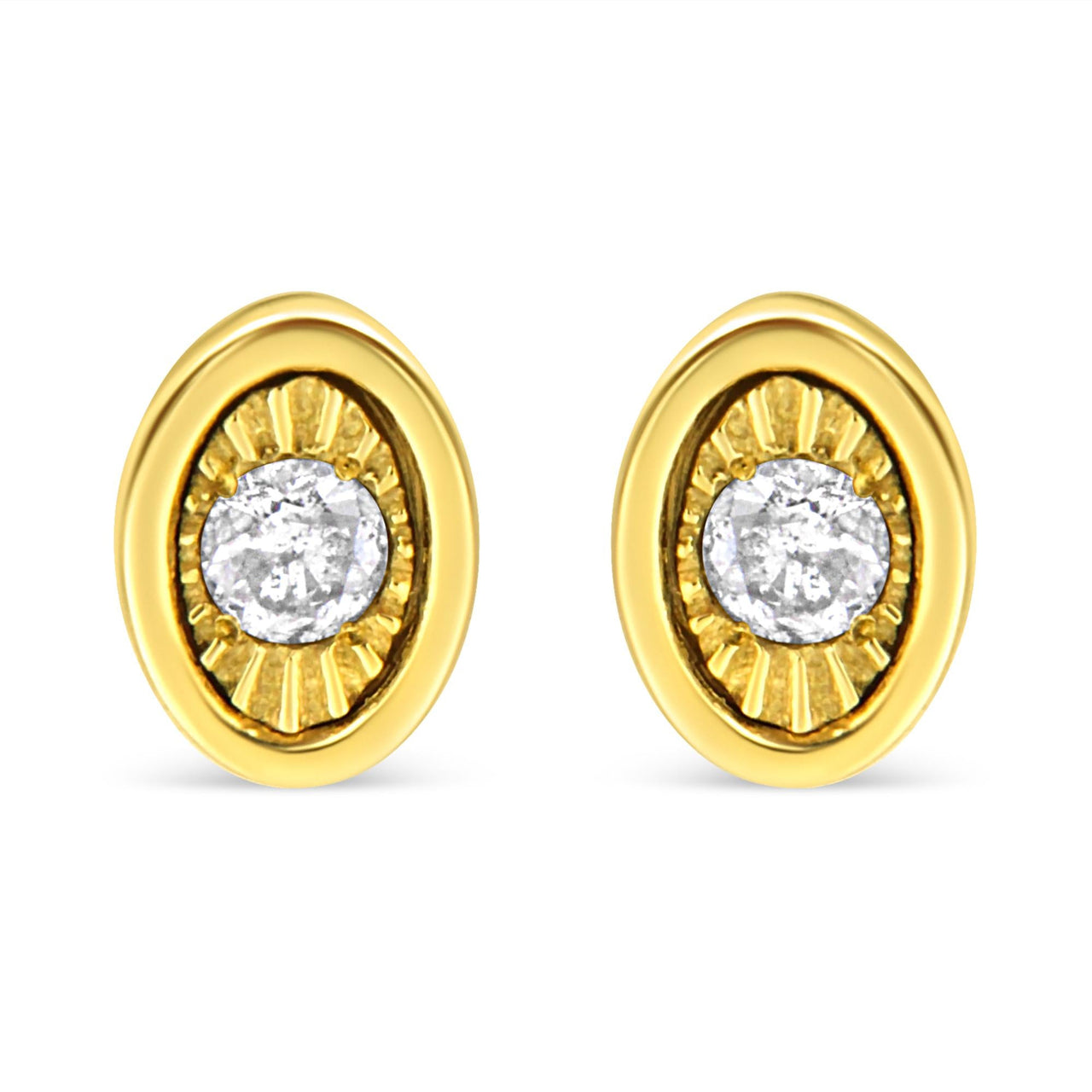 10K Yellow Gold Plated .925 Sterling Silver 1/10 Cttw Miracle-Set Diamond Stud Earrings - Choice of Shapes