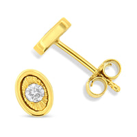 10K Yellow Gold Plated .925 Sterling Silver 1/10 Cttw Miracle-Set Diamond Stud Earrings - Choice of Shapes