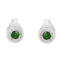 .925 Sterling Silver 0.15 Cttw Round Brilliant-Cut Green Diamond Miracle-Set Stud Earrings (Fancy Color-Enhanced, I1-I2 Clarity)