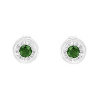 .925 Sterling Silver 1/4 Cttw Round Brilliant-Cut Green Diamond Miracle-Set Stud Earrings (Fancy Color-Enhanced, I1-I2 Clarity)