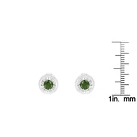 .925 Sterling Silver 1/4 Cttw Round Brilliant-Cut Green Diamond Miracle-Set Stud Earrings (Fancy Color-Enhanced, I1-I2 Clarity)