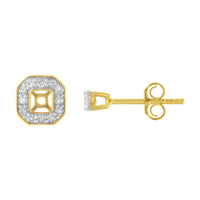 2 Micron 10KT Yellow Gold Plated Sterling Silver Diamond Square Stud Earrings (1/2 cttw, J-K Color, I2-3 Clarity)