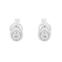 10K Gold 0.15 Cttw Round Brilliant-Cut Near Colorless Diamond Bezel-Set Stud Earrings (H-I Color, I1-I2 Clarity)