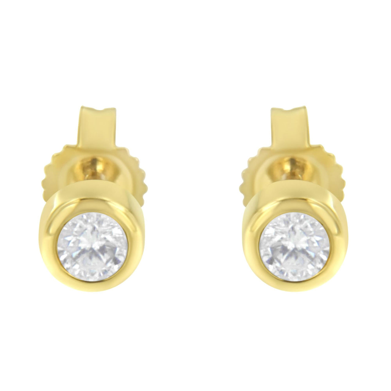 10K Gold 1/5 Cttw Round Brilliant-Cut Near Colorless Diamond Bezel-Set Stud Earrings (H-I Color, I1-I2 Clarity)