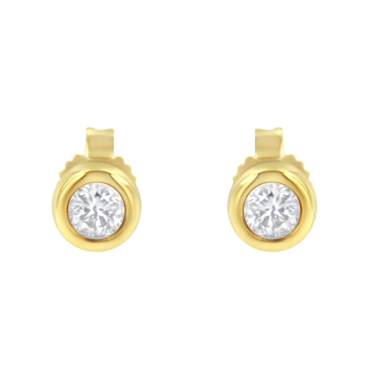10K Gold 1/4 Cttw Round Brilliant-Cut Near Colorless Diamond Bezel-Set Stud Earrings (H-I Color, I1-I2 Clarity)