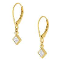 2 Micron 14K Yellow Gold Plating Diamond Dangle Earrings ( 1/3 cttw, J-K Color, I1-I2 Clarity)