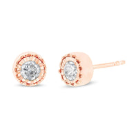 .925 Sterling Silver 3/8 Cttw Solitaire Diamond Miracle Set Stud Earrings (J-K Color, I3 Clarity)