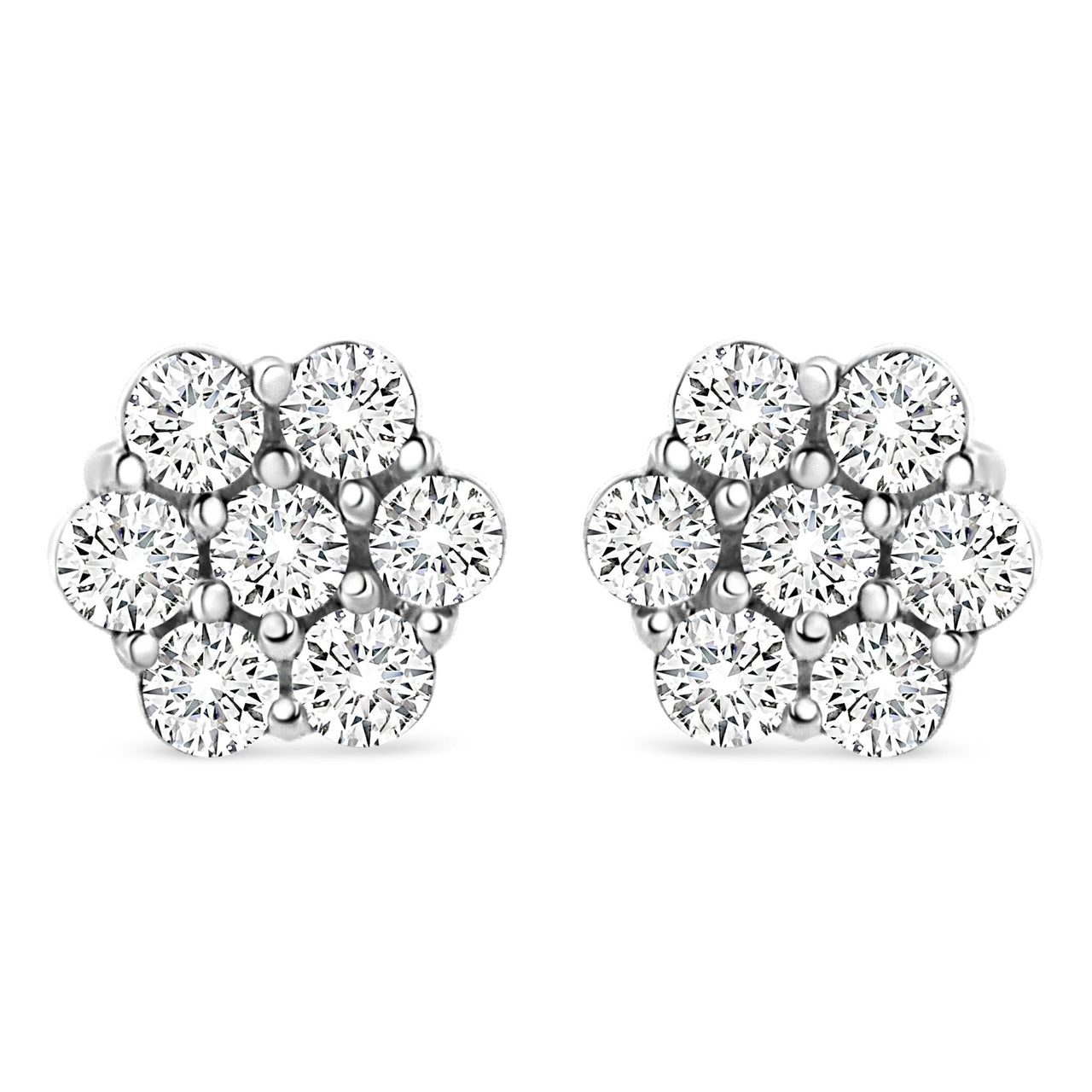 14K White Gold 1/2 cttw Round-Cut Diamond Floral Stud Earrings (I-J Color, SI2-I1 Clarity)