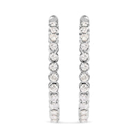 14K White Gold 7.0 Cttw Diamond 1-¾ Inside Out Hinged Leverback Hoop Earrings (I-J Color, I2-I3 Clarity)