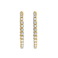 14K Yellow Gold 7.0 Cttw Round Brilliant Cut Diamond 1-¾ Inside Out Hinged Leverback Hoop Earrings (I-J Color, I1-I2 Clarity)