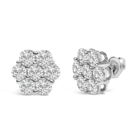 14K White Gold 4 cttw Diamond Flower Earring (H-I Clarity, SI2-I1 Color)
