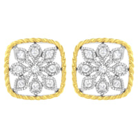 10K Yellow Gold Plated .925 Sterling Silver 1/4 cttw Diamond 