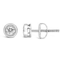 .925 Sterling  Silver 1/5 Cttw Lab-Grown Round Brilliant-Cut Diamond Modern Bezel-Set Stud Earring (F-G Color, VS2-SI1 Clarity)