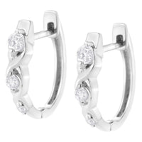 .925 Sterling Silver 1/4 cttw Prong Set Round-Cut Diamond Twist and Swirl Hoop Earring (I-J Color, I2-I3 Clarity)