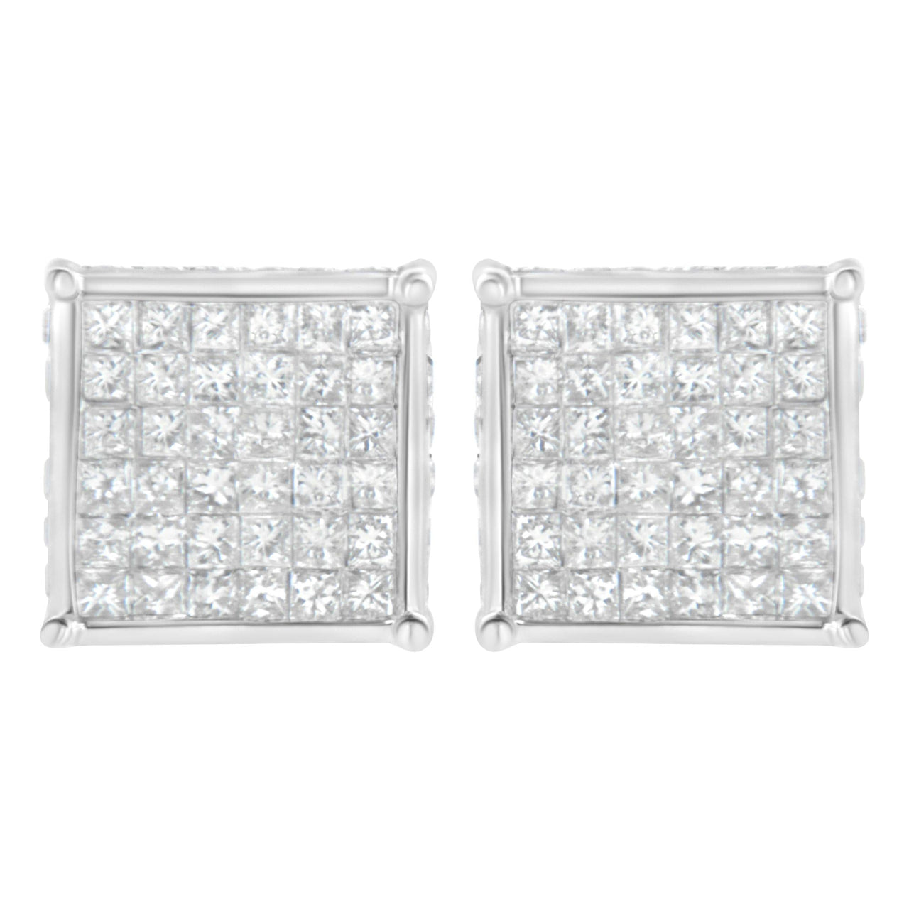10K White Gold 2ct TDW Princess-Cut Composite Diamond Stud Earring (I-J ,I2-I3)