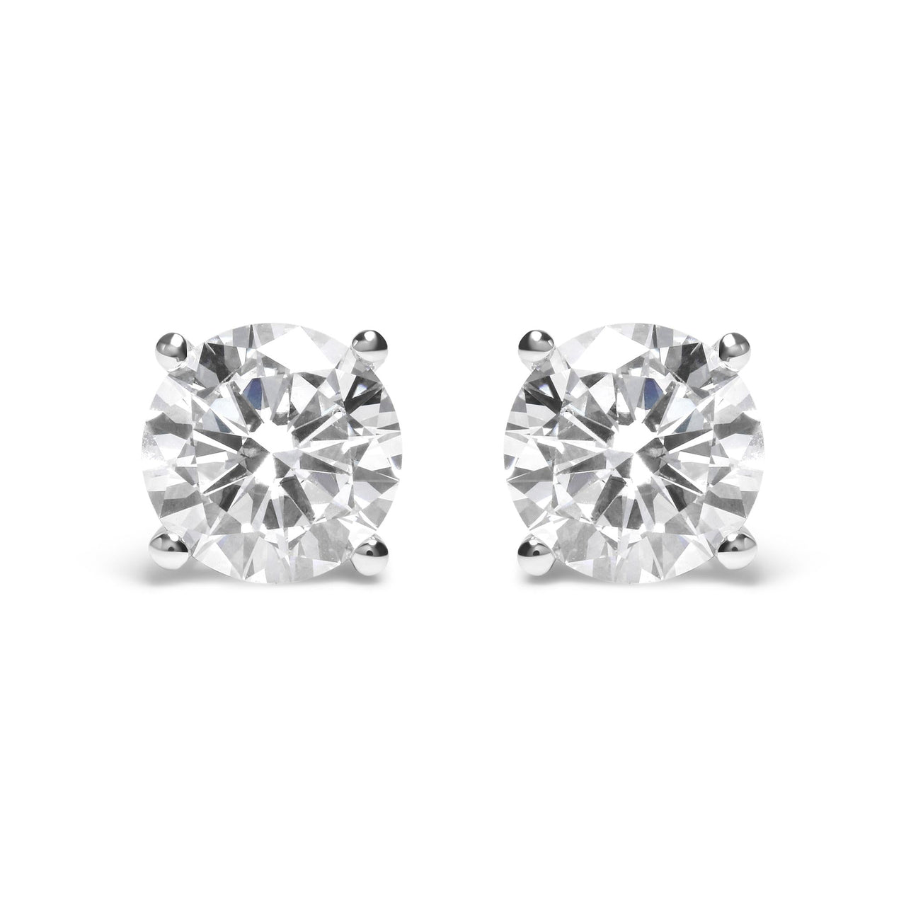 14K Gold Round Lab Grown Diamond Solitaire Stud Earrings with Screw Backs