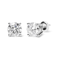 14K Gold Round Lab Grown Diamond Solitaire Stud Earrings with Screw Backs