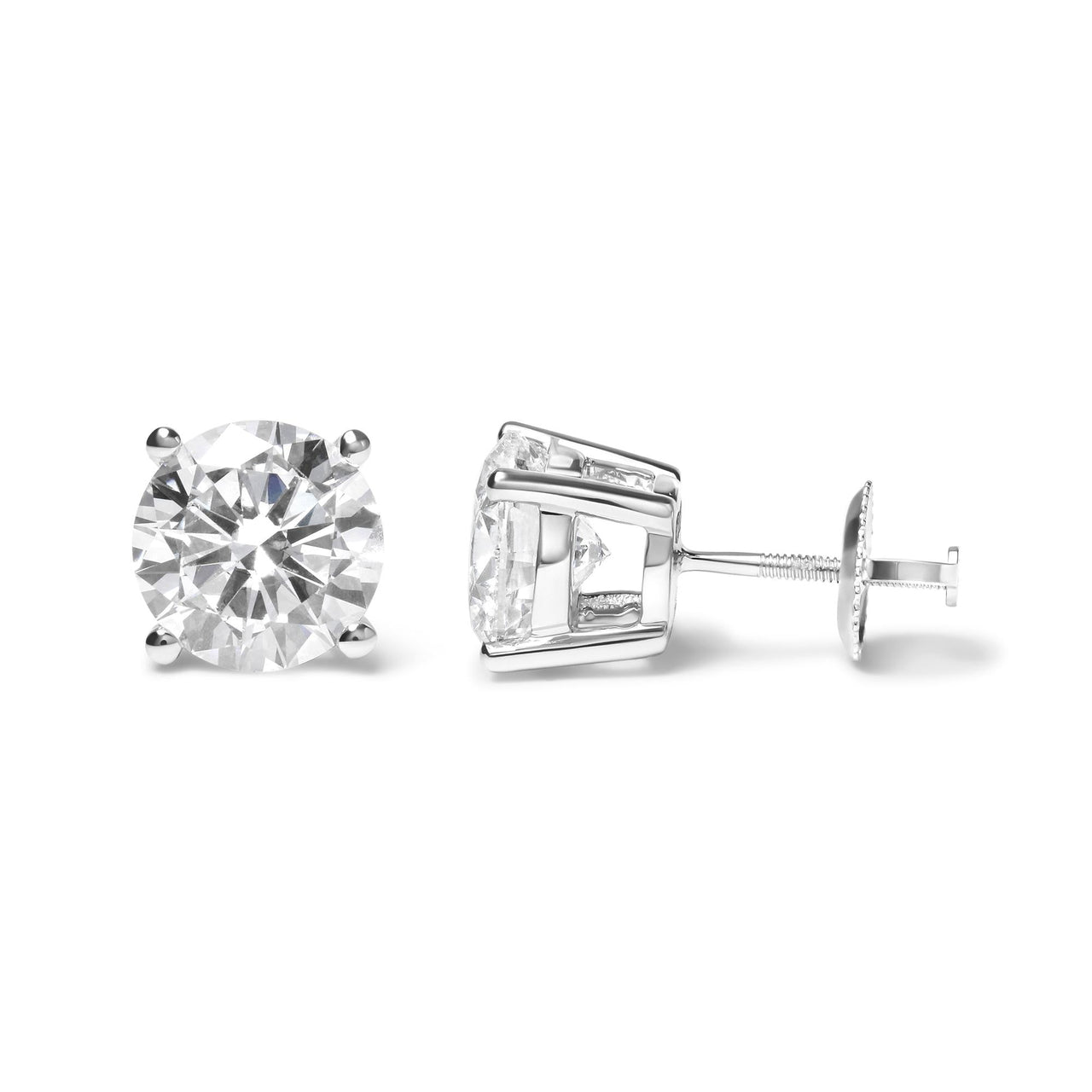 14K Gold Round Lab Grown Diamond Solitaire Stud Earrings with Screw Backs