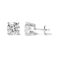 14K Gold Round Lab Grown Diamond Solitaire Stud Earrings with Screw Backs