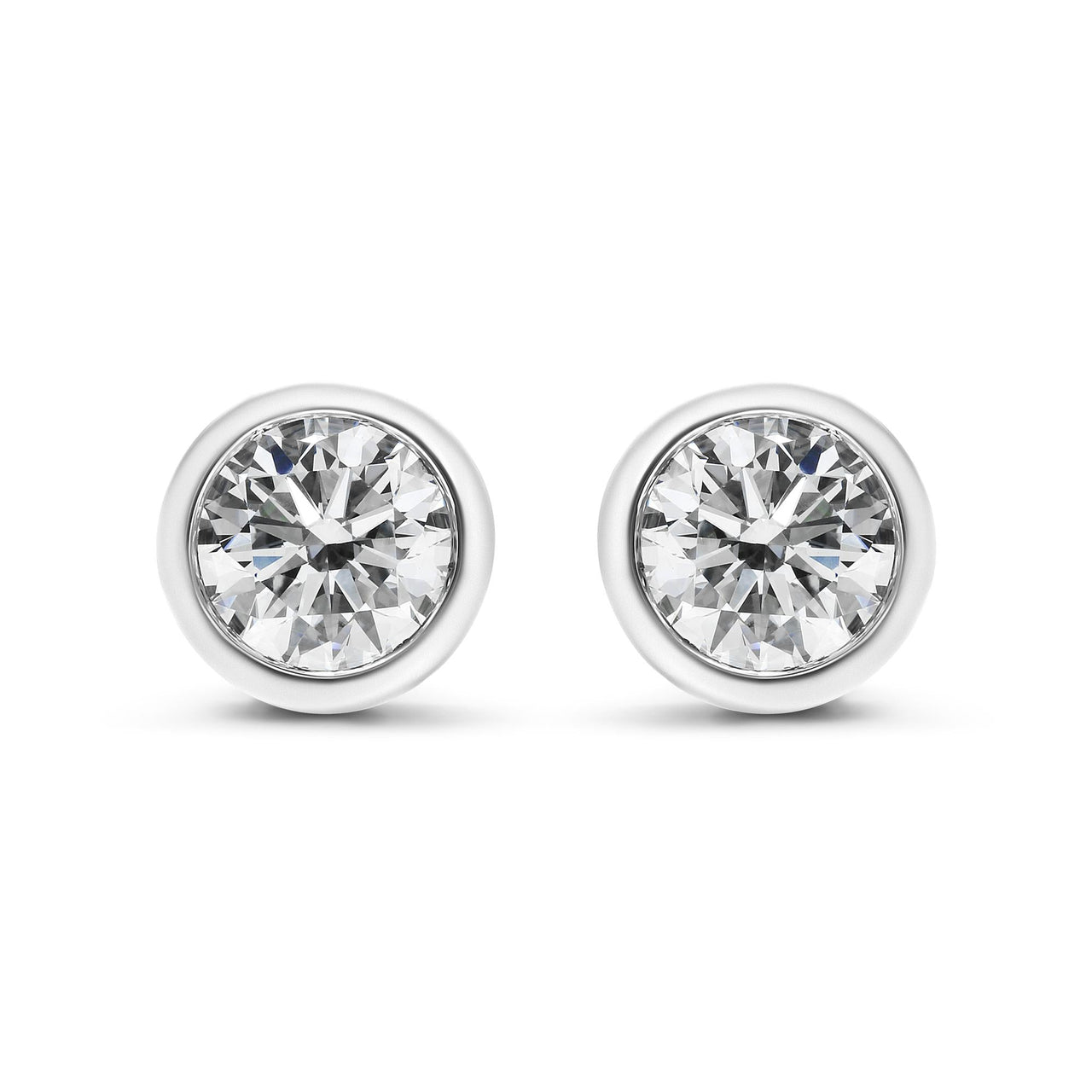 14K Gold Lab Grown Diamond Screw-Back Classic Bezel Solitaire Stud Earrings (G-H Color, VS2-SI1 Clarity)