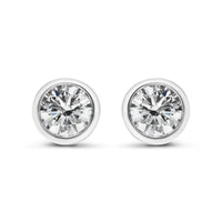 14K Gold Lab Grown Diamond Screw-Back Classic Bezel Solitaire Stud Earrings (G-H Color, VS2-SI1 Clarity)