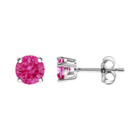 14K White Gold 1/2 Cttw Round Brilliant Cut Lab Grown Pink Diamond 4-Prong Classic Solitaire Earrings (Pink Color, VVS2-VS1 Clarity)