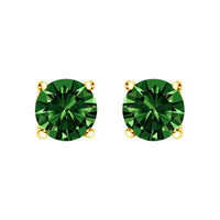 14K Gold 1/2 Cttw Lab Grown Green Diamond Classic Solitaire Stud Earrings with Pushback