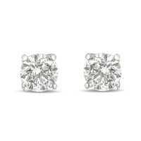 10K Gold Lab Created Round Brilliant Cut Diamond Classic 4-Prong Solitaire Stud Earrings