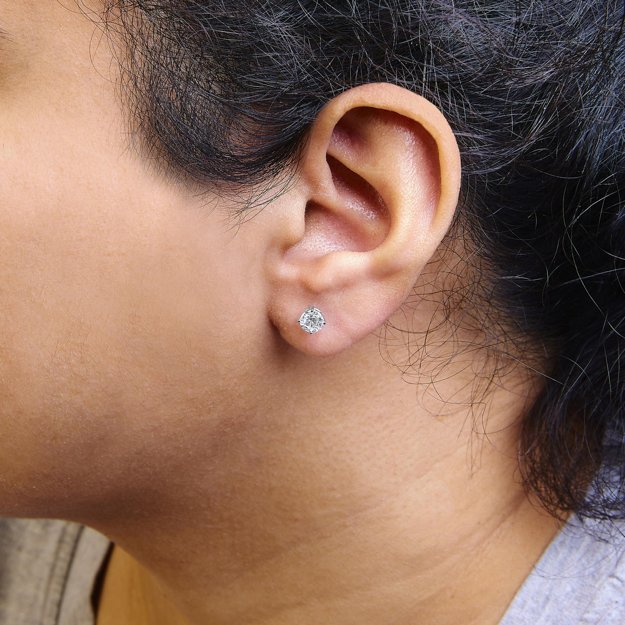 Platinum Round Lab Grown Diamond Solitaire Stud Earrings