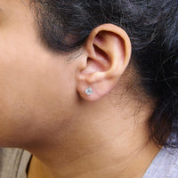 10K Gold Lab Created Round Brilliant Cut Diamond Classic 4-Prong Solitaire Stud Earrings