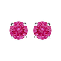 14K White Gold 1.0 Cttw Round Brilliant Cut Lab Grown Pink Diamond 4-Prong Classic Solitaire Earrings (Pink Color, VVS2-VS1 Clarity)