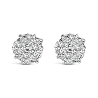 .925 Sterling Silver 1/2 Cttw Cttw Prong Set Lab Grown Round Diamond Cluster Stud Earring (F-G Color, SI1-SI2 Clarity)